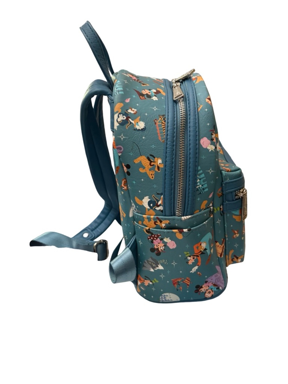 Disney Parks Loungefly Mini Backpack Characters & Attractions Teal - Picture 5 of 7